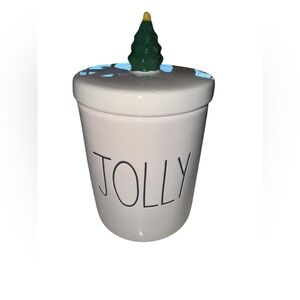 Rae Dunn Jolly Canister with Green Tree Lid
